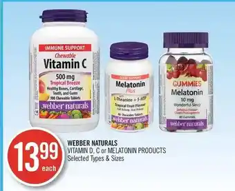 Shoppers Drug Mart Webber naturals vitamin d, c or melatonin products offer