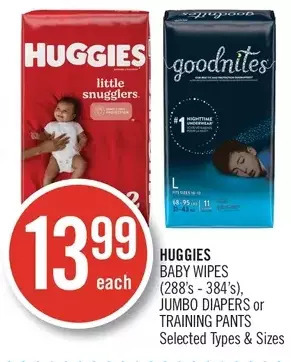 Shoppers Drug Mart Huggies baby wipes, jumbo diapers or training pants offer
