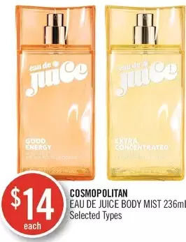 Shoppers Drug Mart Cosmopolitan eau de juice body mist offer