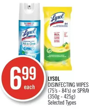 Shoppers Drug Mart Lysol disinfecting wipes or spray offer