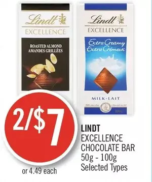 Shoppers Drug Mart Lindt excellence chocolate bar offer