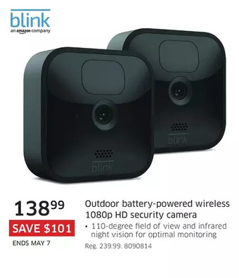 The Source Blink outdoor battery-powered wireless 1080p hd security camera offer