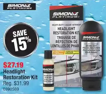 PartSource Simoniz headlight restoration kit offer