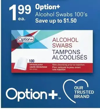 Guardian Pharmacy Option+ alcohol swabs offer