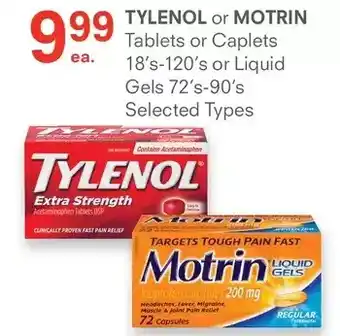 IDA Pharmacy Tylenol or motrin tablets or caplets or liquid gels offer