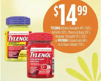 Guardian Pharmacy Tylenol extra strength, arthritis, muscle & back, regular strength or motrin liquid gels or ezopen tablets offer