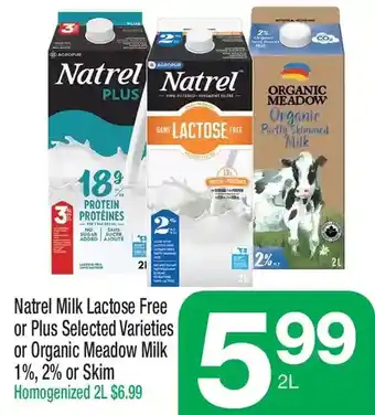Highland Farms Natrel milk lactose free or plus or organic meadow milk offer