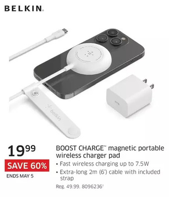 The Source Belkin boost charge magnetic portable wireless charger pad offer