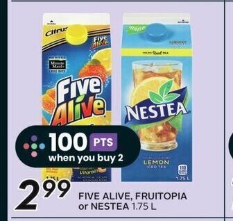 Sobeys FIVE ALIVE, FRUITOPIA or NESTEA 1.75 L offer
