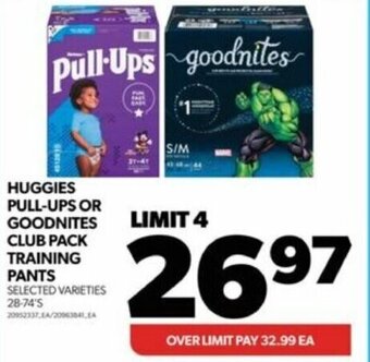 Real Canadian Superstore HUGGIES PULL-UPS OR GOODNITES CLUB PACK TRAINING PANTS SELECTED VARIETIES 28-74'S offer