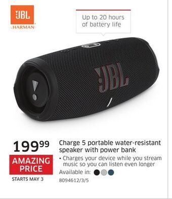 The Source Jbl charge 5 portable water-resistant speaker with power bank offer