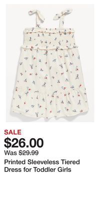 Old Navy Printed sleeveless tiered dress for toddler girls offer