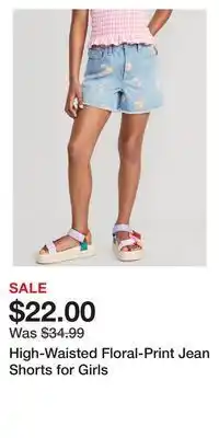 Old Navy High-waisted floral-print jean shorts for girls offer