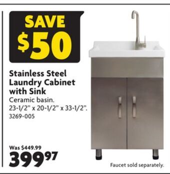 Home Hardware Stainless steel laundry cabinet with sink offer
