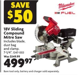 Home Hardware 18v sliding compound mitre saw offer