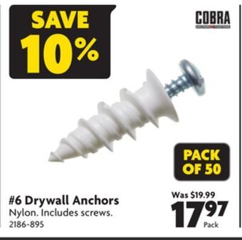 Home Hardware #6 drywall anchors offer