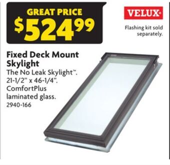 Home Hardware Fixed deck mount skylight offer