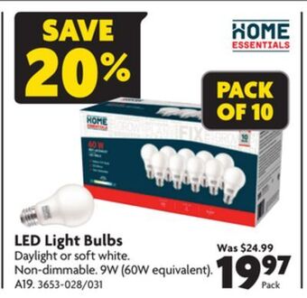 Home Hardware Led light bulbs offer