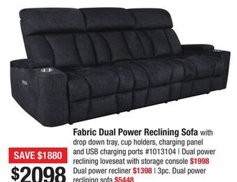Bad Boy Superstore Fabric dual power reclining sofa offer