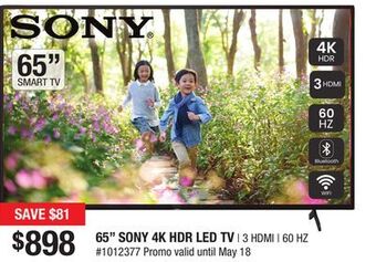Bad Boy Superstore 65 sony 4k hdr led tv offer
