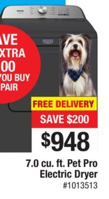 Bad Boy Superstore 7.0 cu. ft. pet pro electric dryer offer