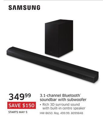The Source Samsung 3.1-channel bluetooth® soundbar with subwoofer offer