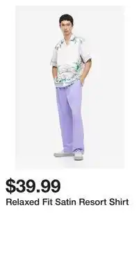 H&M Relaxed fit satin resort shirt offer