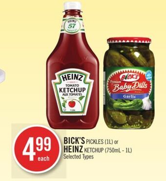 Shoppers Drug Mart Bick's pickles (1l) or heinz ketchup (750ml - 1l) offer