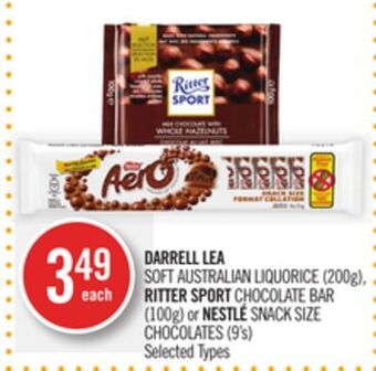 Shoppers Drug Mart Darrell lea soft australian liquorice (200g), ritter sport chocolate bar (100g) or nestlé snack size chocolates (9's) offer