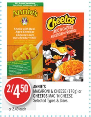Shoppers Drug Mart Annie's macaroni & cheese (170 g) or cheetos mac'n cheese offer