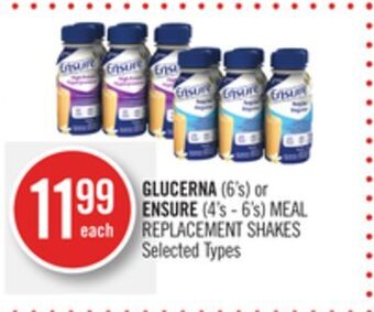 Shoppers Drug Mart Glucerna (6's) or ensure (4's - 6's) meal replacement shakes offer