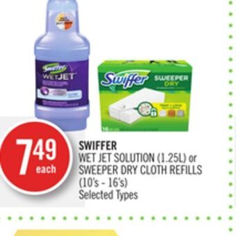 Shoppers Drug Mart Swiffer wet jet solution (1.25l) or sweeper dry cloth refills offer