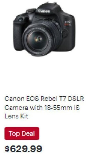 Best Buy Canon EOS Rebel T7 DSLR Camera with 18-55mm IS Lens Kit offer