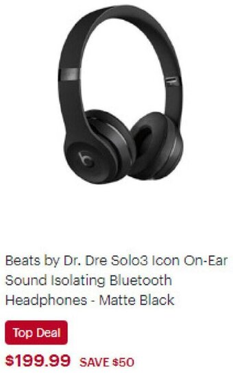Best Buy Beats by Dr. Dre Solo3 Icon On-Ear Sound Isolating Bluetooth Headphones - Matte Black offer