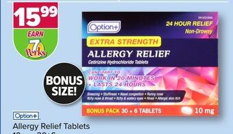 PharmaChoice Option+ allergy relief tablets 10mg offer