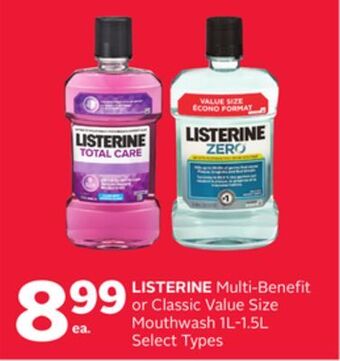 Rexall Listerine multi-benefit or classic value size mouthwash 1l-1.5l offer