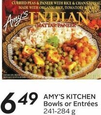 Sobeys AMY'S KITCHEN Bowls or Entrées 241-284 g offer