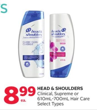 Rexall Head & shoulders clinical, supreme or 610ml-700ml hair care offer