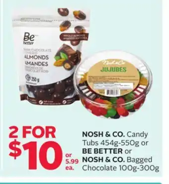 Rexall Nosh & co. candy tubs 454g-550g or be better or nosh & co. bagged chocolate 100g-300g offer