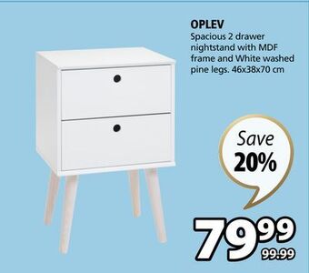 JYSK Oplev spacious 2 drawer nightstand offer