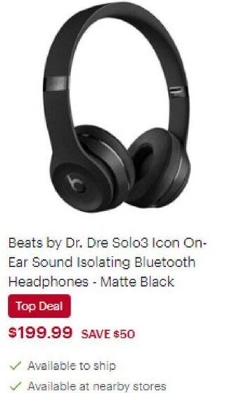 Best Buy Beats by Dr. Dre Solo3 Icon On-Ear Sound Isolating Bluetooth Headphones - Matte Black offer