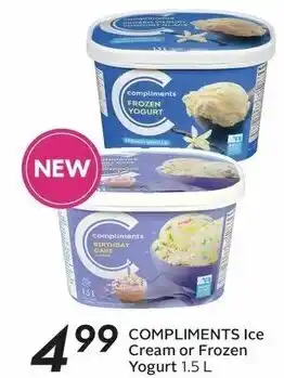 Sobeys COMPLIMENTS Ice Cream or Frozen Yogurt 1.5 L offer