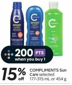 Sobeys COMPLIMENTS Sun Care Selected 177-315 mL or 454 g offer