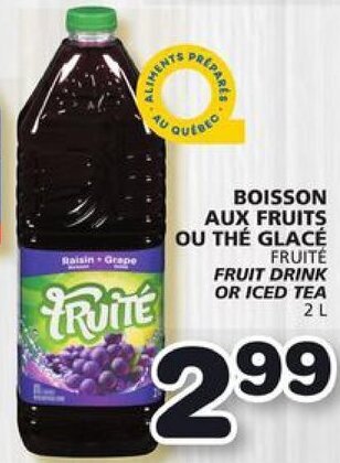 IGA FRUITE FRUIT DRINK OR ICED TEA 2L offer