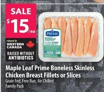 Co-op Maple Leaf Prime Boneless Skinless Chicken Breast Fillets or Slices offer