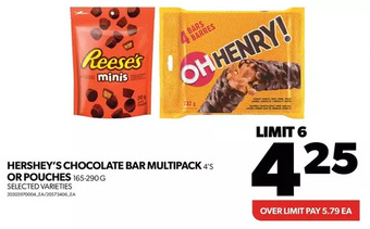 Real Canadian Superstore Hershey's chocolate bar multipack or pouches offer