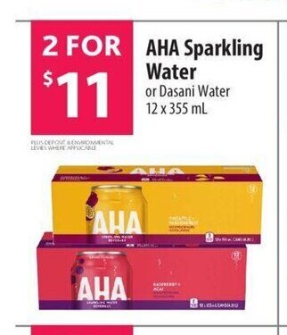 Co-op AHA Sparkling Water or Dasani Water 12 x 355 mL offer