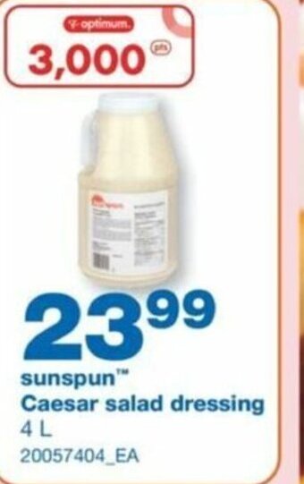 Wholesale Club sunspun Caesar salad dressing 4 L offer