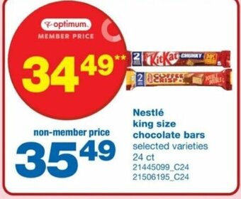 Wholesale Club Nestlé king size chocolate bars selected varieties 24 ct offer