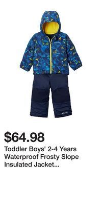 Mark's Toddler boys' 2-4 years waterproof frosty slope insulated jacket and bib set offer